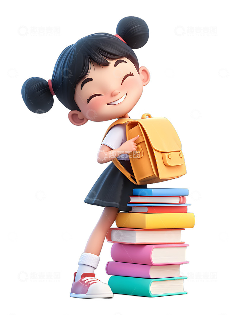 高清大图下载【趣麦麦图】学生带着书籍书本学习