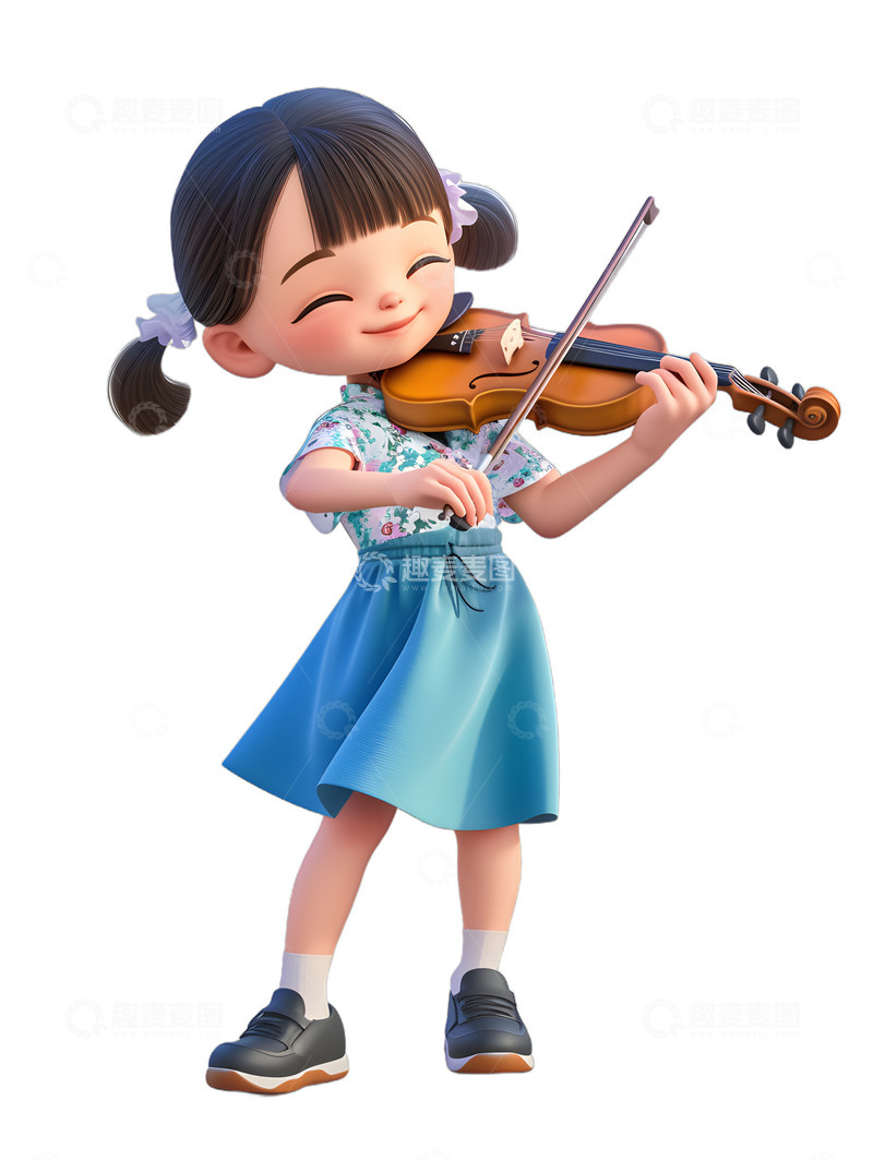 高清大图下载【趣麦麦图】小孩拉小提琴
