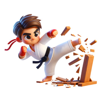 少儿跆拳道培训3D卡通人物素材