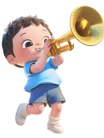 小孩吹小号音乐