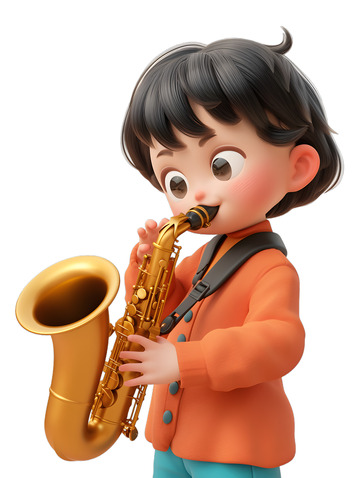 小孩吹萨克斯音乐
