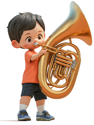 小孩吹大号音乐