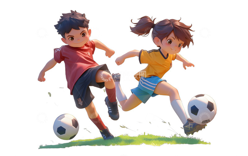 两个小孩踢足球运动娱乐2