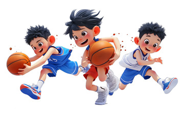 一群小男孩打篮球