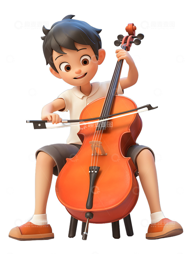 高清大图下载【趣麦麦图】小孩拉大提琴