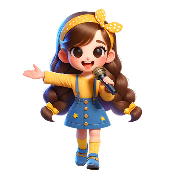 小小主持人少儿演讲3D卡通人物素材