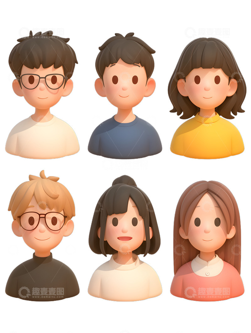 高清大图下载【趣麦麦图】卡通人物头像icon简约