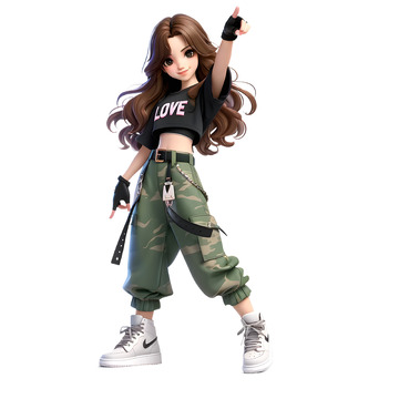 街舞女孩卡通3D人物素材