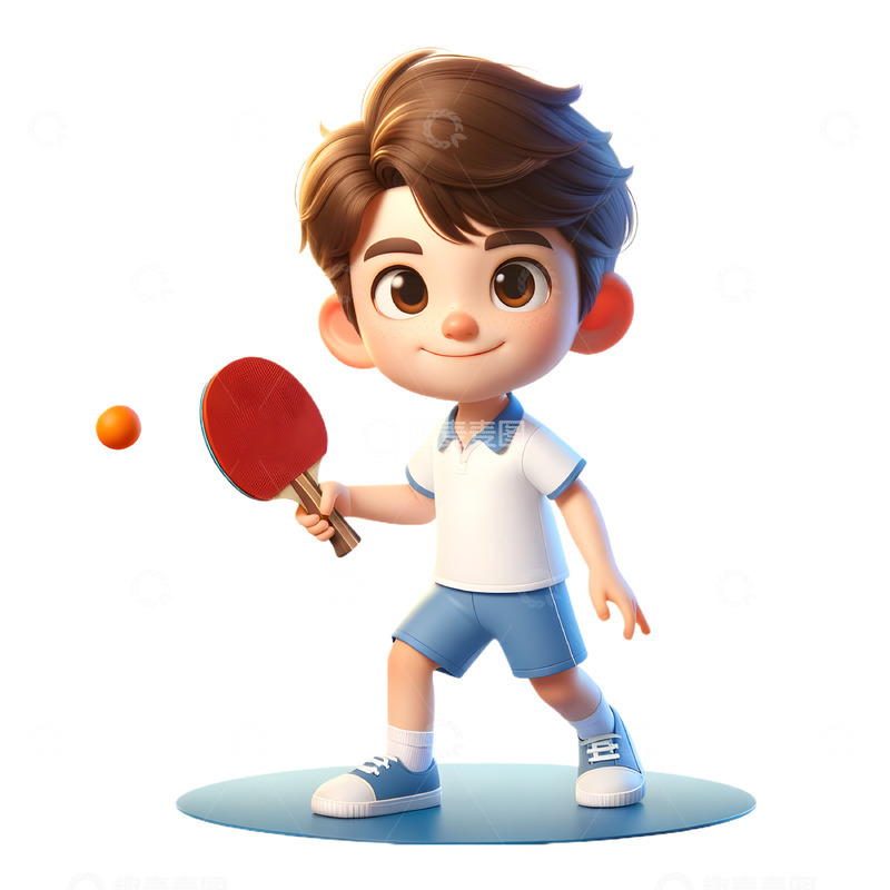 高清大图下载【趣麦麦图】少儿乒乓球培训3D人物素材