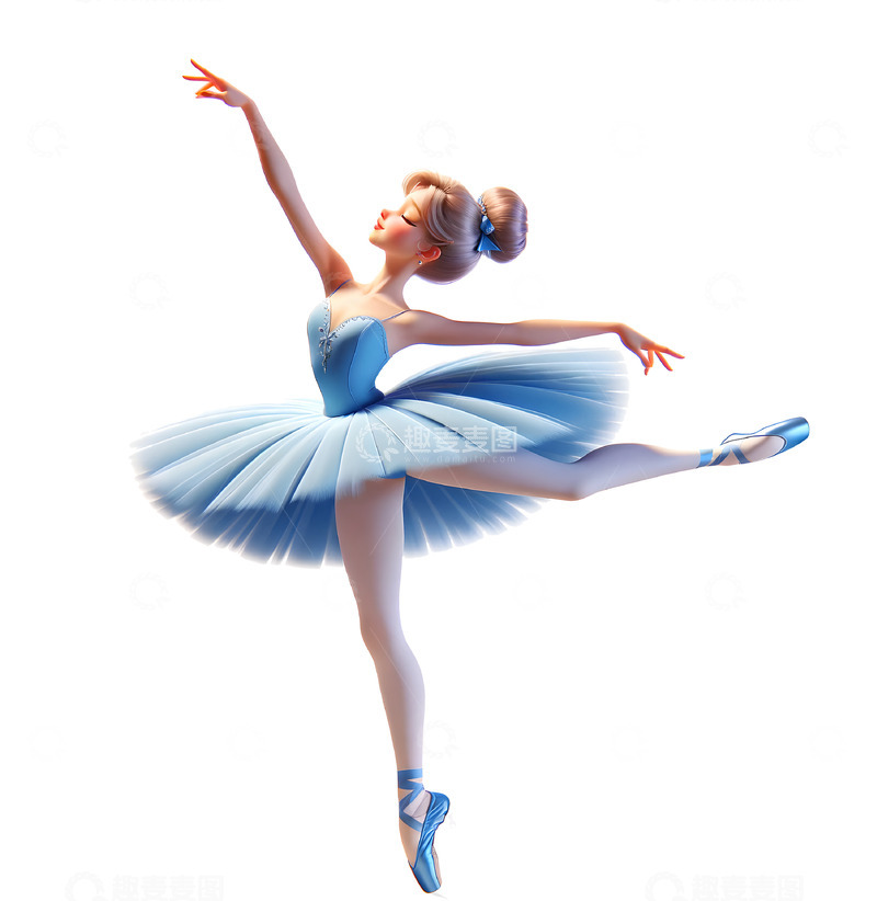 高清大图下载【趣麦麦图】跳芭蕾舞的女孩3D卡通人物
