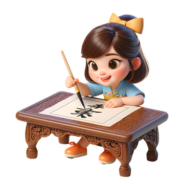 儿童书法培训3D卡通人物