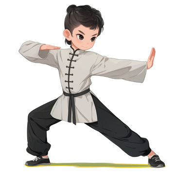 练习武术的少年卡通插画素材
