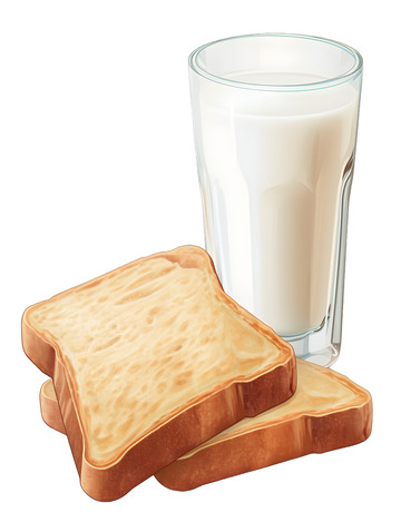 牛奶与面包早餐食物