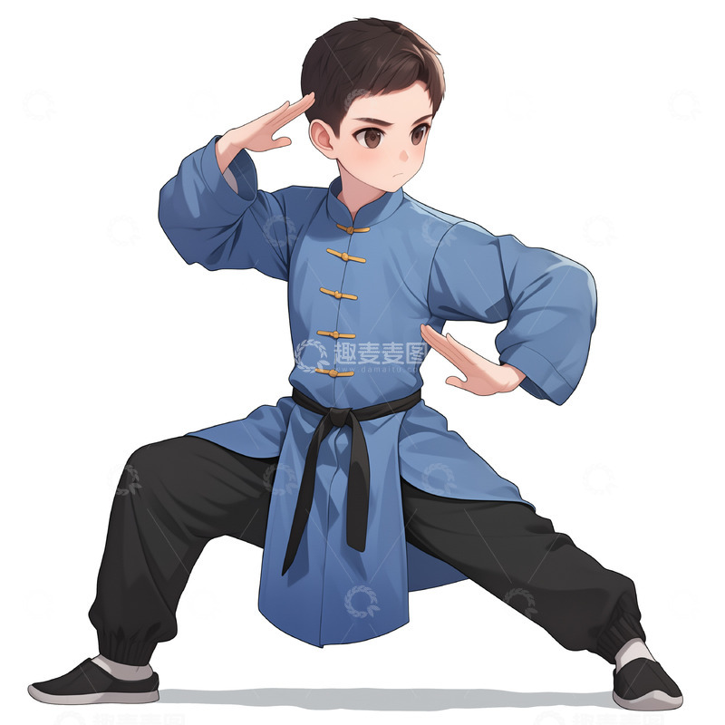 高清大图下载【趣麦麦图】练武术的卡通人物素材