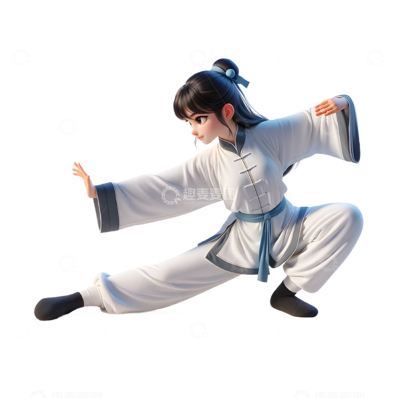高清大图下载【趣麦麦图】练武术的卡通3D女生素材