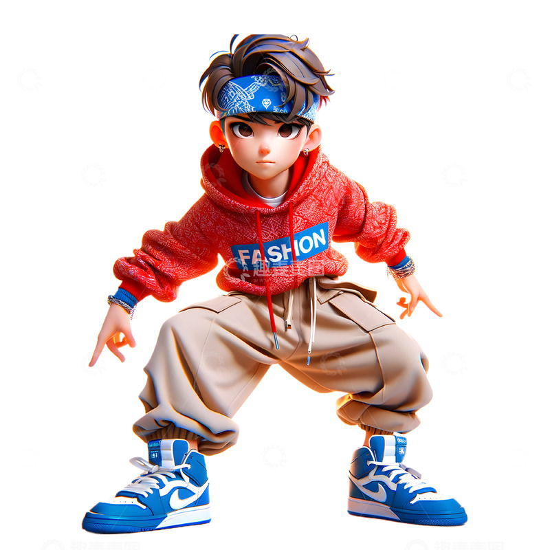 高清大图下载【趣麦麦图】街舞男孩卡通3D人物素材