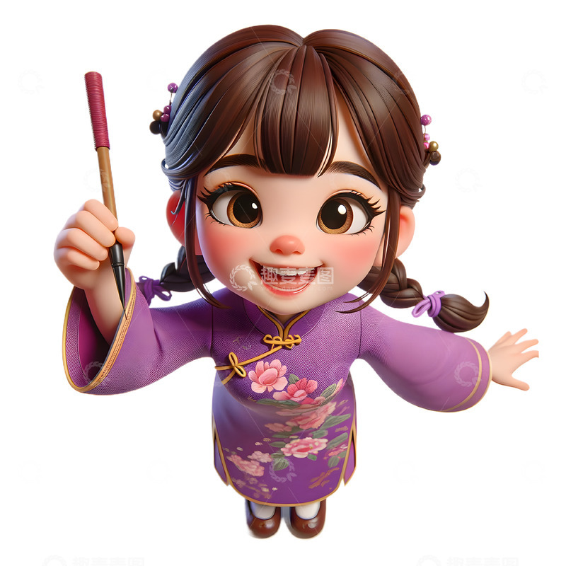 高清大图下载【趣麦麦图】儿童书法3D卡通人物素材
