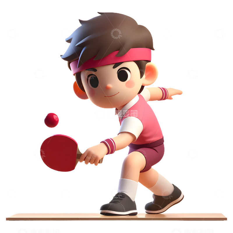 高清大图下载【趣麦麦图】打乒乓球3D卡通人物素材