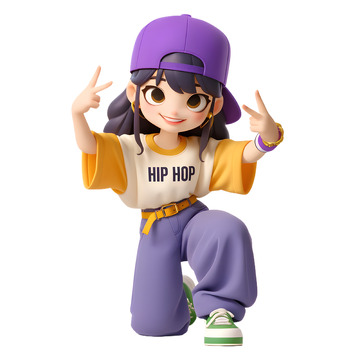 少儿街舞的卡通3D女孩素材