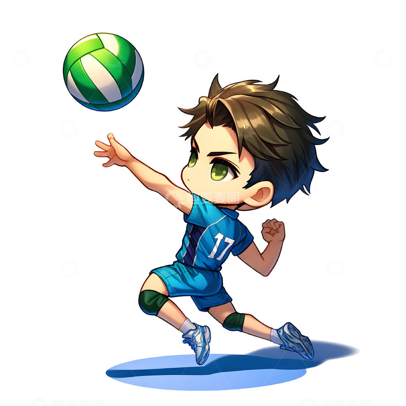 高清大图下载【趣麦麦图】排球运动卡通人物素材