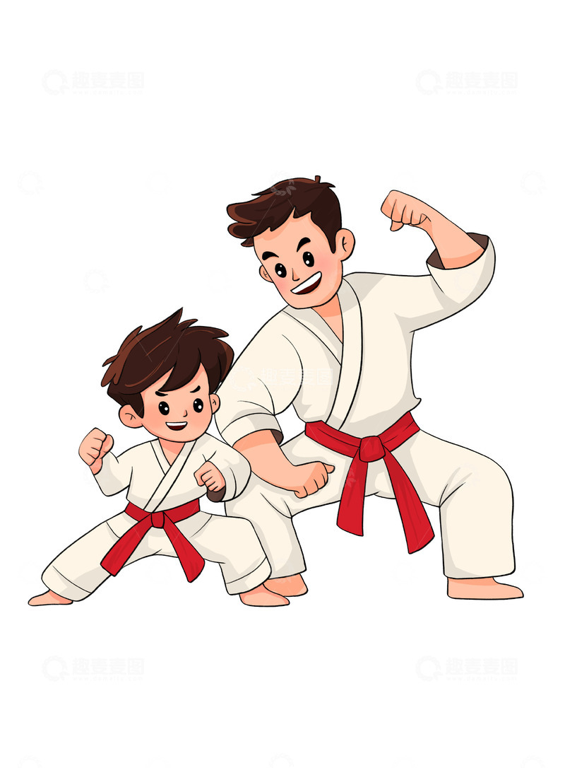 源文件下载【趣麦麦图】暑期培训班-跆拳道人物场景
