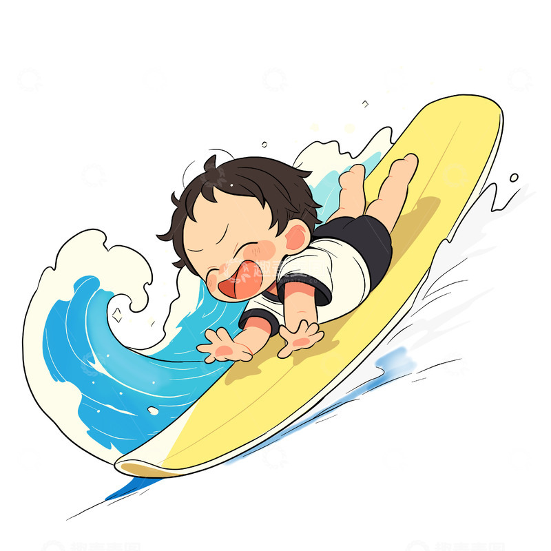 源文件下载【趣麦麦图】手绘插画冲浪