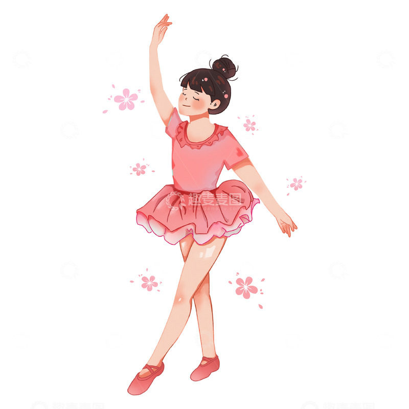 源文件下载【趣麦麦图】暑假芭蕾舞蹈可爱女孩跳舞
