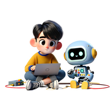 少儿编程机器人3D卡通人物素材