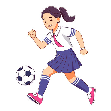 矢量踢足球的女孩