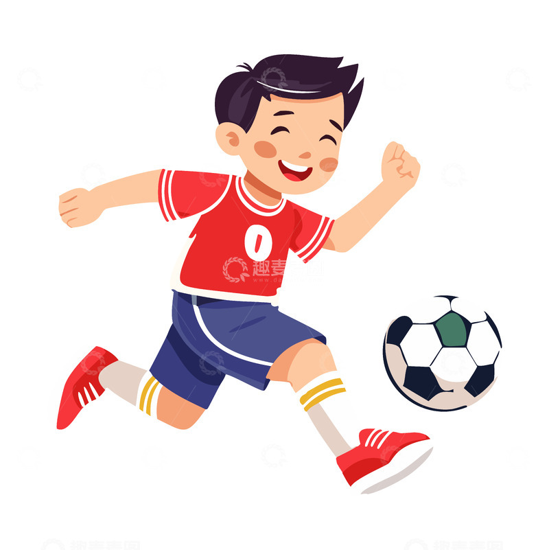 源文件下载【趣麦麦图】矢量踢足球的男孩