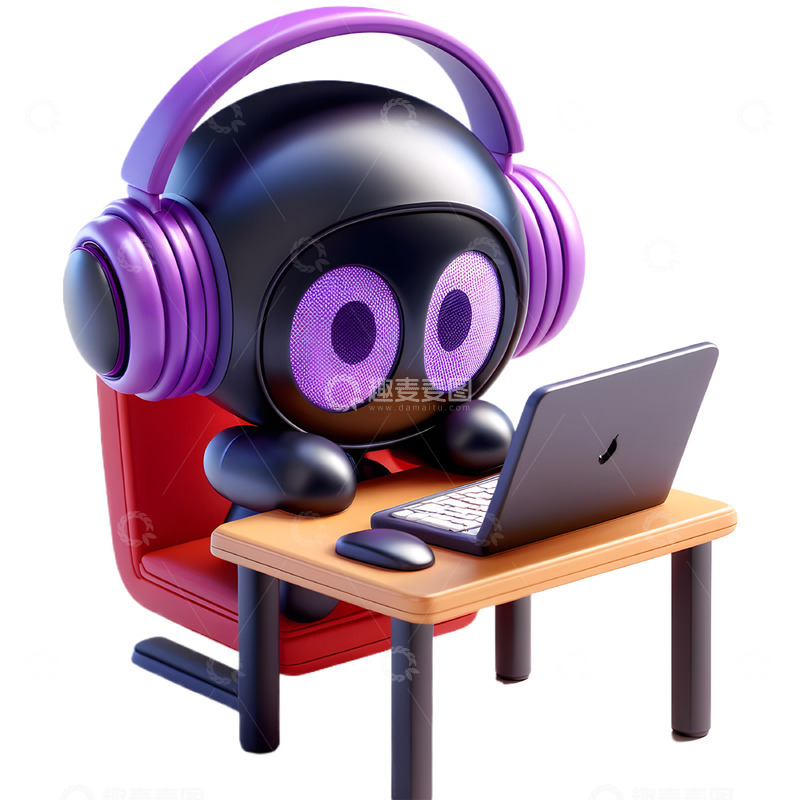 高清大图下载【趣麦麦图】暑期机器人编程少儿培训3D卡通人物