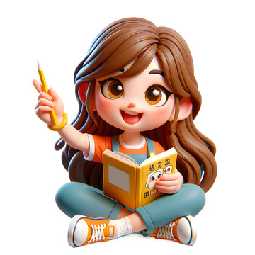 暑期学科类培训3D卡通人物素材