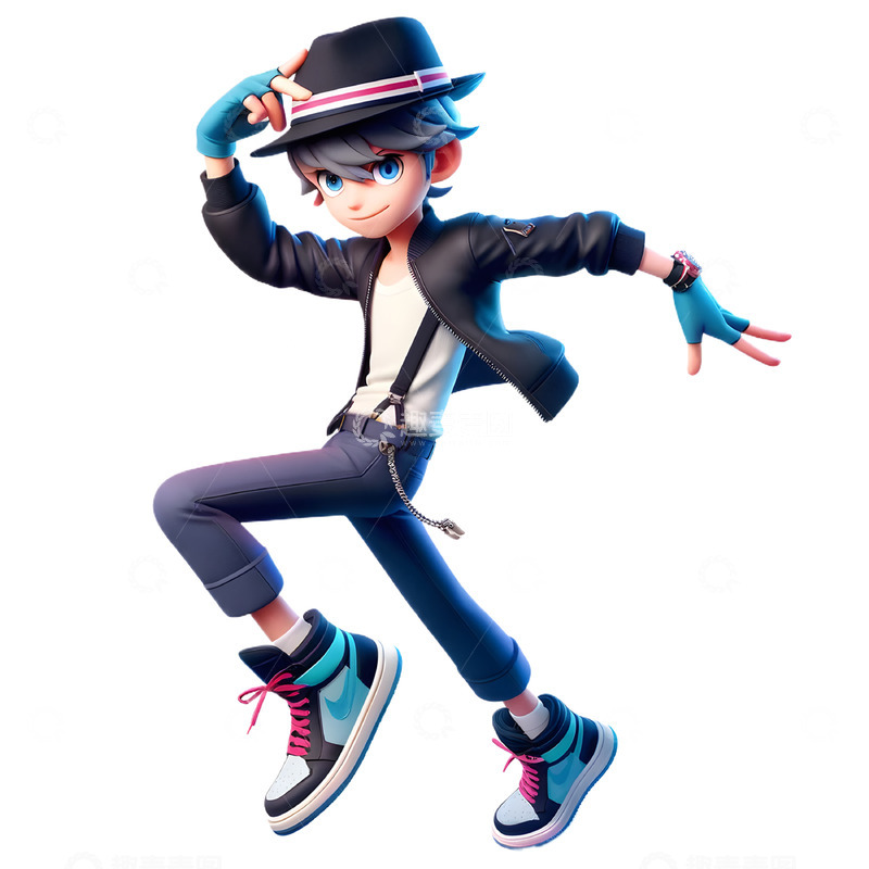 高清大图下载【趣麦麦图】潮流街舞卡通3D男孩素材