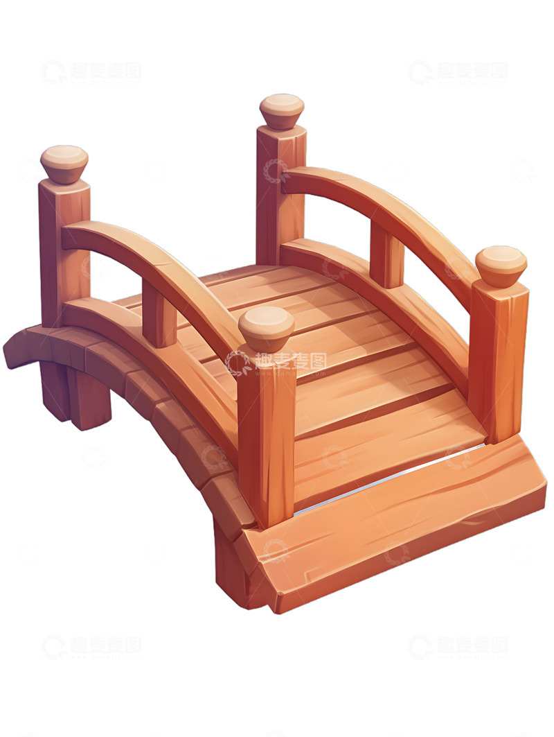 高清大图下载【趣麦麦图】中式卡通木桥园林2