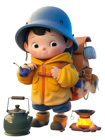 野外露营的小孩可爱