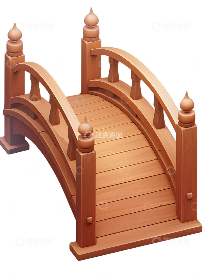 高清大图下载【趣麦麦图】中式卡通木桥园林桥装饰