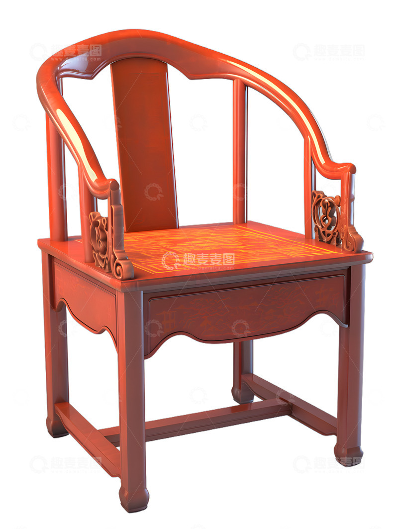 高清大图下载【趣麦麦图】中式座椅卡通红木