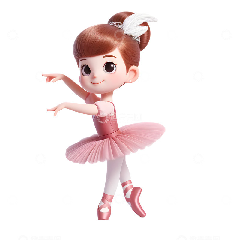 高清大图下载【趣麦麦图】可爱芭蕾舞卡通3D人物素材