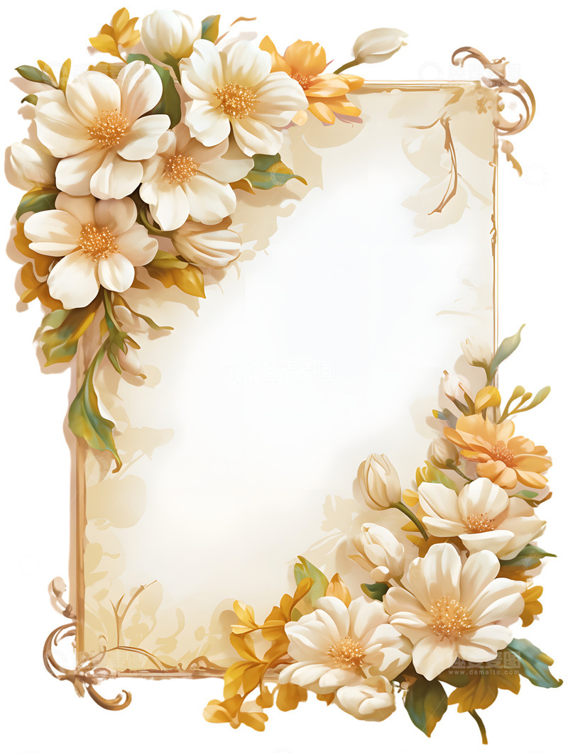 高清大图下载【趣麦麦图】花朵花纹边框