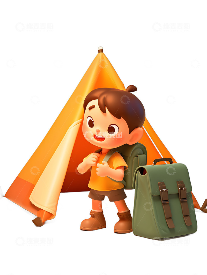 高清大图下载【趣麦麦图】-野外露营的小孩帐篷