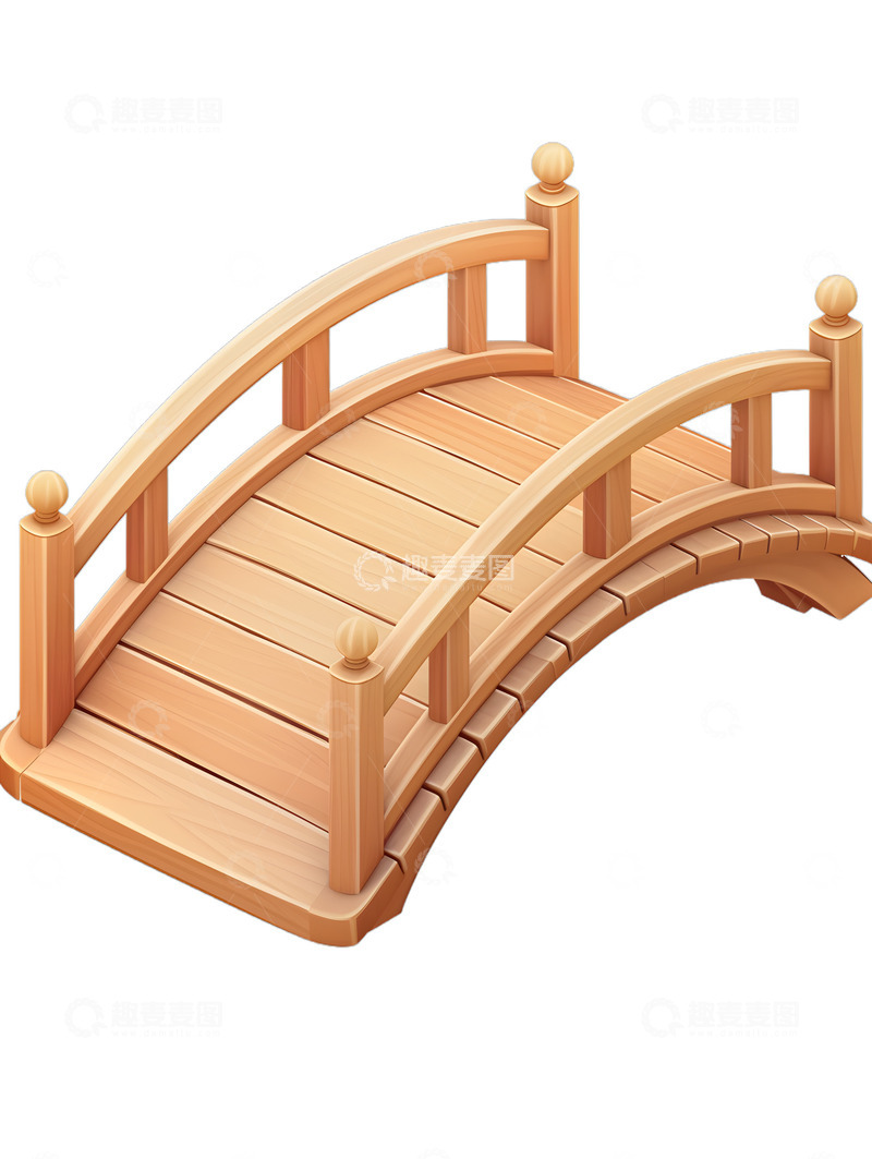 高清大图下载【趣麦麦图】中式卡通木桥园林桥