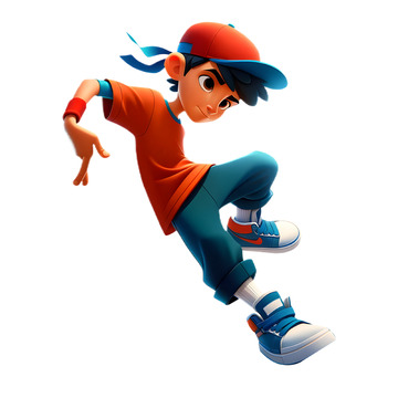 跳街舞的帅气小男孩卡通3D素材