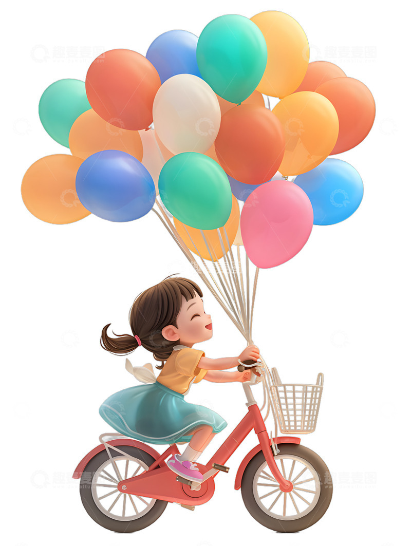 高清大图下载【趣麦麦图】骑自行车环保气球的女孩2