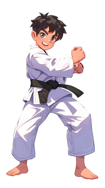卡通人物跆拳道练习