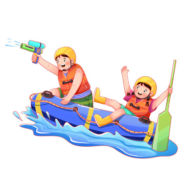 二人打水仗漂流