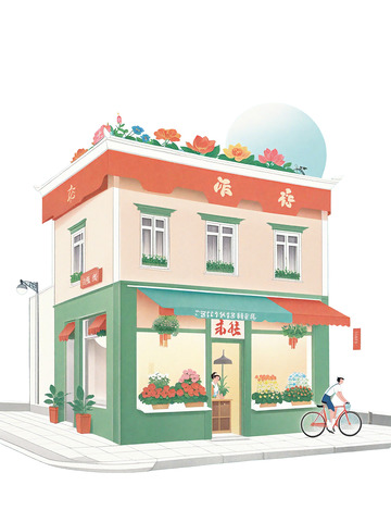扁平风 建筑 插画