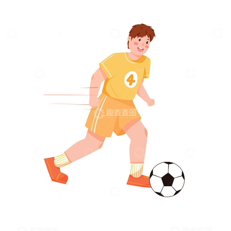 源文件下载【趣麦麦图】-简约卡通培训踢足球人物