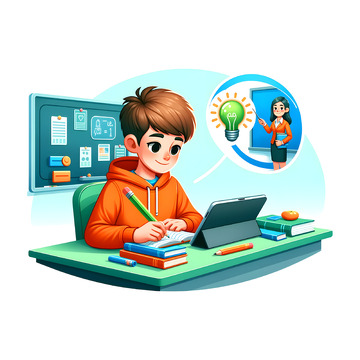 网课线上学习场景卡通素材