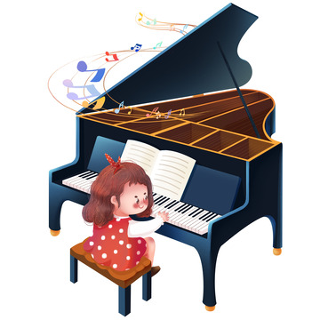 弹钢琴的小女孩