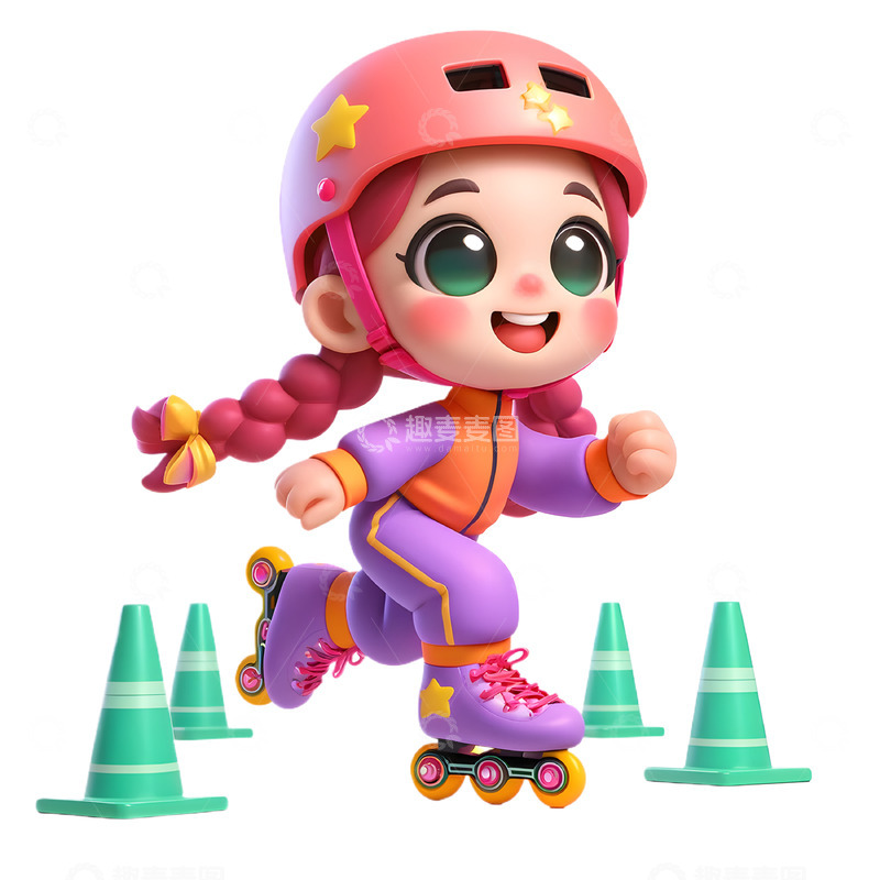 高清大图下载【趣麦麦图】练习旱冰少儿旱冰培训3D人物素材